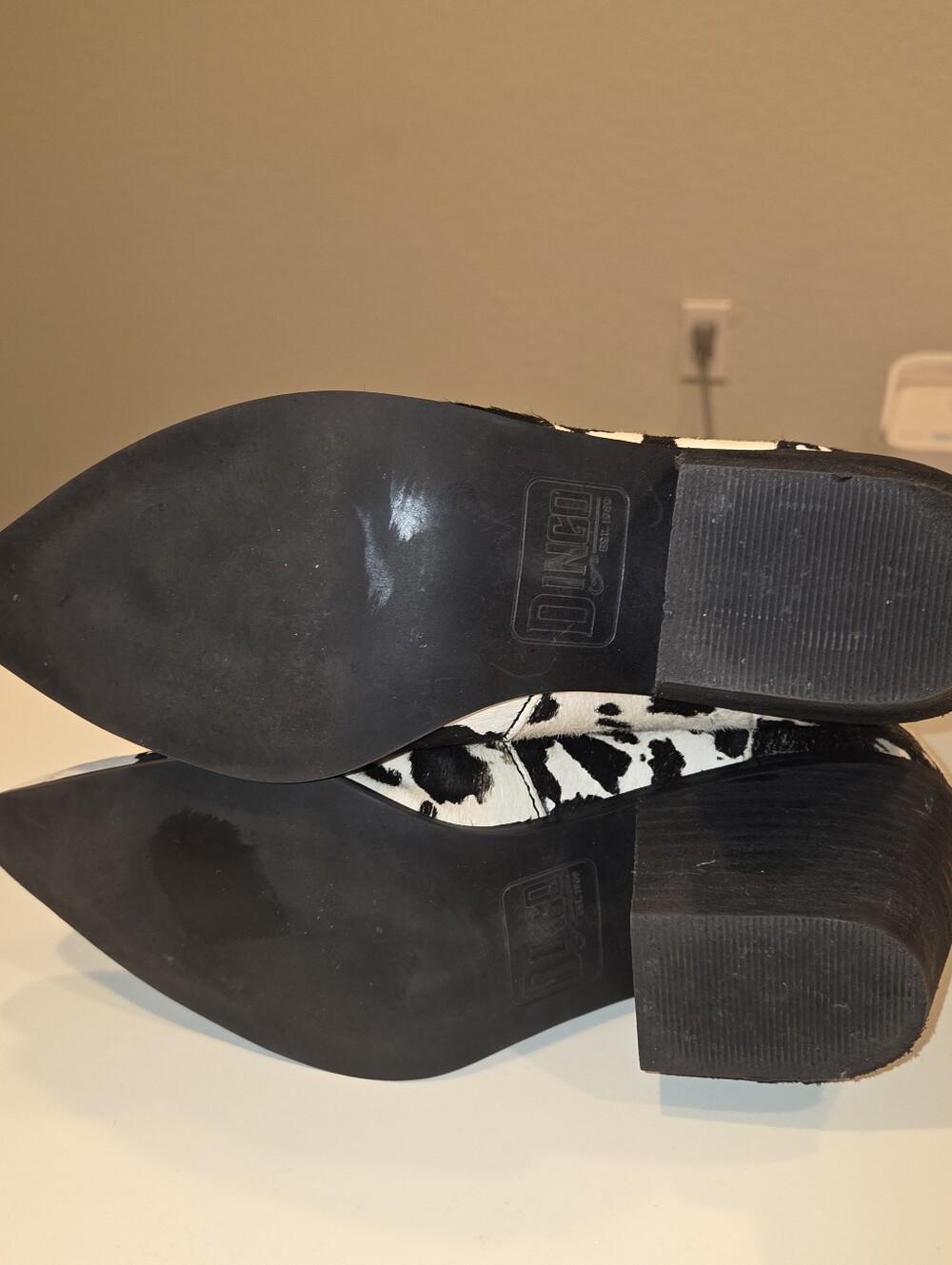 Dingo Live A Little Cow Black and White Cowhide Pattern Decorative Cowboy Boots - Picture 4 of 6